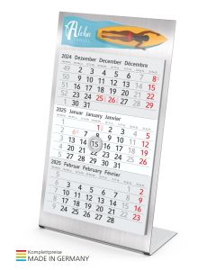 Tischkalender Stahl-Optik als Metall Aufstellkalender Steel Complete für Büro mit eigenem Logo bedrucken