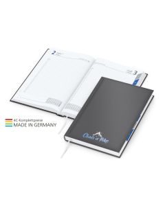 Buchkalender Manager Register Complete bedrucken mit farbigem Logo im Siebdruck-Digital