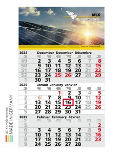 Solid 3 Wandkalender mit Kalendarium in dunkelblau