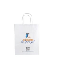 Papiertüte 22x10x28cm weiss mit gedrehten Tragegriff Vogellogo