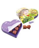 Herz mit Pralinen von Milka und eigenem Aufdruck Gestalten zu Ostern oder Weihnachten oder Valentinstag bedrucken